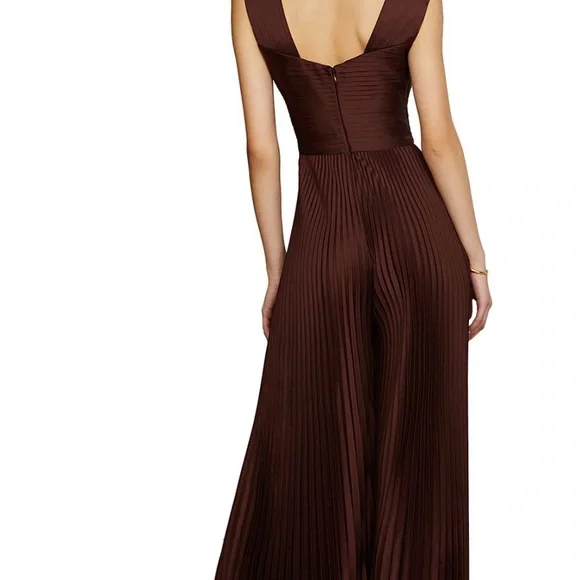 AMUR Strapless Chocolate Brown Pleated Dress